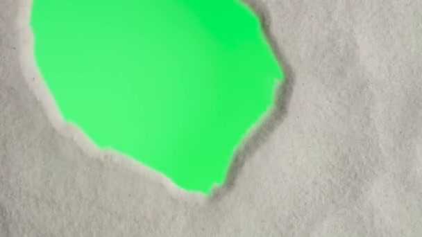 Suchy czysty piasek jest zdmuchnięty demonstrując zielony ekran chroma kluczowe tło, obszar reklamowy, makieta obszaru roboczego. Piaszczyste tło morza na wakacje lub reklamy podróży. Zamknij drzwi. Zwolniony ruch. — Wideo stockowe