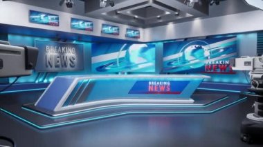3D Sanal TV Stüdyo Haberleri, TV programları için zemin. TV Duvarda.