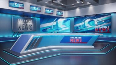 3D Sanal TV Stüdyo Haberleri, TV programları için zemin. TV Duvarda.