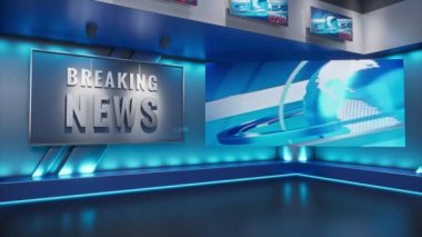 3D Sanal TV Stüdyo Haberleri, TV programları için zemin. TV Duvarda.
