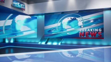 3D Sanal TV Stüdyo Haberleri, TV programları için zemin. TV Duvarda.