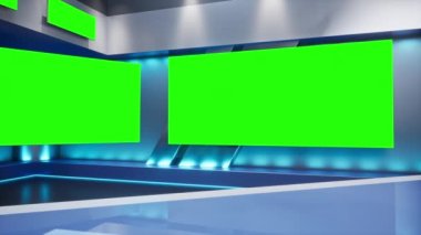 TV Stüdyosu. Stüdyo. Haber stüdyosu. Haber Yayın için Haber Odası Arkaplanı. TV istasyonundaki stüdyoda bulanıklık. Haber kanalı tasarımı. Kontrol odası. 3 boyutlu görüntüleme. Yeşil Ekran