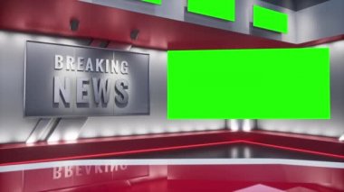 TV Stüdyosu. Stüdyo. Haber stüdyosu. Haber Yayın için Haber Odası Arkaplanı. TV istasyonundaki stüdyoda bulanıklık. Haber kanalı tasarımı. Kontrol odası. 3 boyutlu görüntüleme. Yeşil Ekran