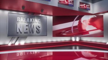 3D yorumlama Sanal TV Stüdyo Haberleri, TV programları için zemin. TV Duvarda.