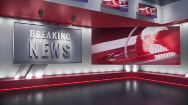 3D yorumlama Sanal TV Stüdyo Haberleri, TV programları için zemin. TV Duvarda.