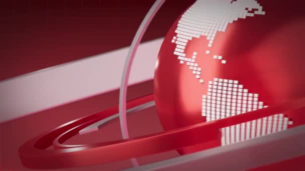 3D World News Background Loop, berita dunia digital Studio Background untuk laporan berita dan berita terkini pada laporan langsung dunia — Stok Video
