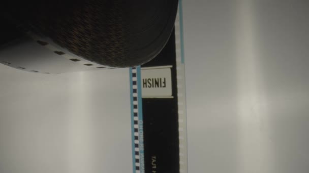 Camera Moves Reel Black White Old Tape Film Approaches Inscription — Stock Video