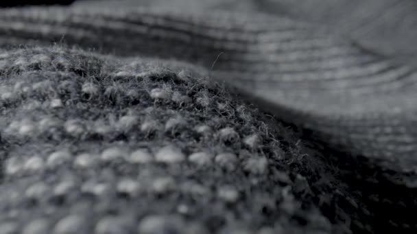 매크로 직물이다 스웨터 격자무늬 침대보 스카프의 양모로 만들어 질기고 부드러운 — 비디오