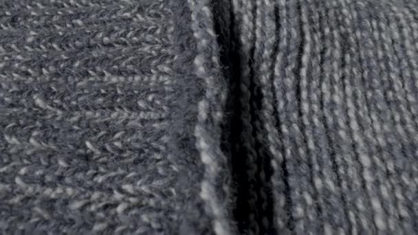 매크로 직물이다 스웨터 격자무늬 침대보 스카프의 양모로 만들어 질기고 부드러운 — 비디오