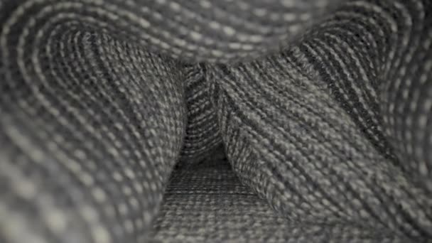 Knitted Gray Wool Fabric Macro Structure Warm Garment Sweaters Cozy — Stock Video