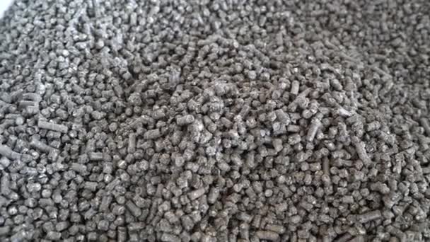 Pile Pressed Pellets Waste Sunflower Oil Production Seed Husk Granules — Stock Video