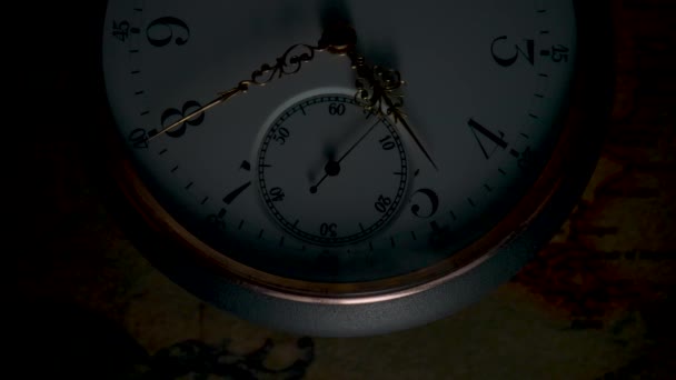 Antique Pocket Watch White Dial Gold Moving Second Minute Hour — Video