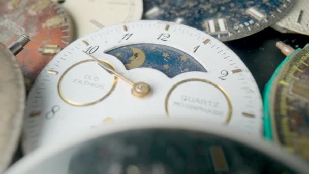 Old Worn Clock Dials Ussr Aged Scratched Watch Faces Hands — Video