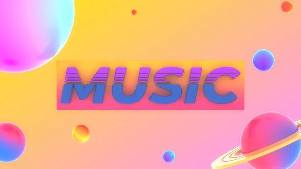 Rendered Background Circles Planets Pink Cyan Blue Pattern Background Text — 图库照片