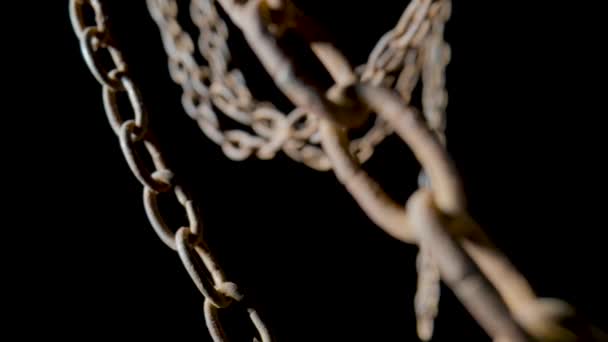 Old Metal Chain Rusted Links Black Isolated Studio Background Rusty — Video