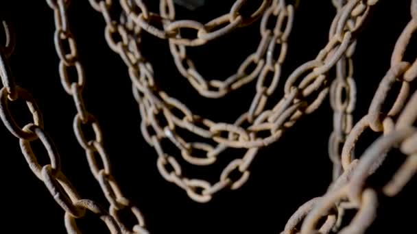 Old Metal Chain Rusted Links Black Isolated Studio Background Rusty — Stock videók