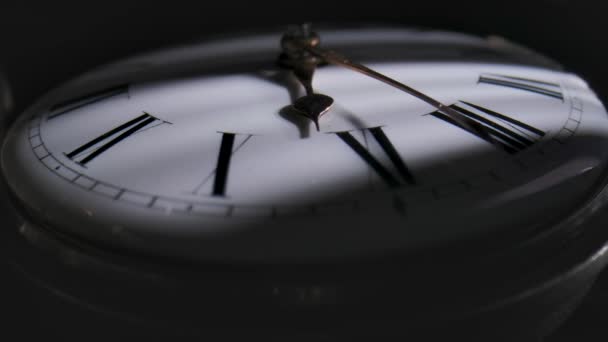 Antique Pocket Watch Shadow Dial Rotating Hands Time Lapse Video — Vídeo de Stock