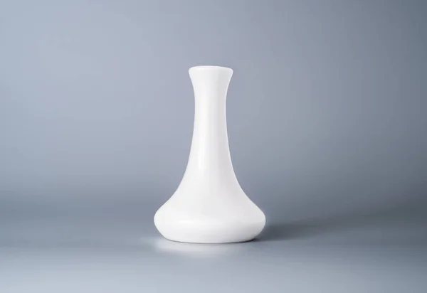White Expanded Ceramic Glass Vase Empty Waterglass Isolated Gray Background — ストック写真