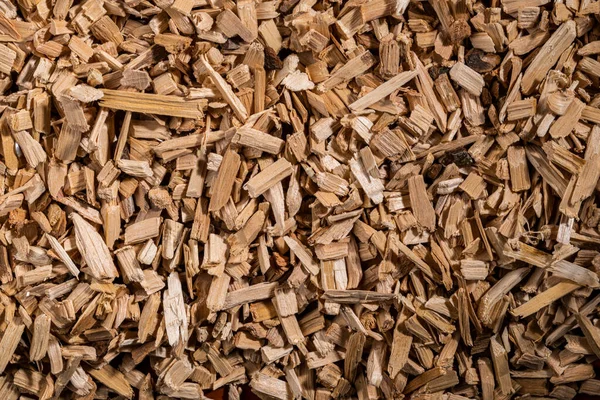 Background Brown Dry Wood Splinter Wooden Chips Slivers Crushed Chopped — Foto de Stock