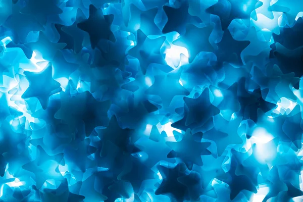 Dark Colorful Blue Stars Pattern Sequins Tinsel Confetti New Year —  Fotos de Stock