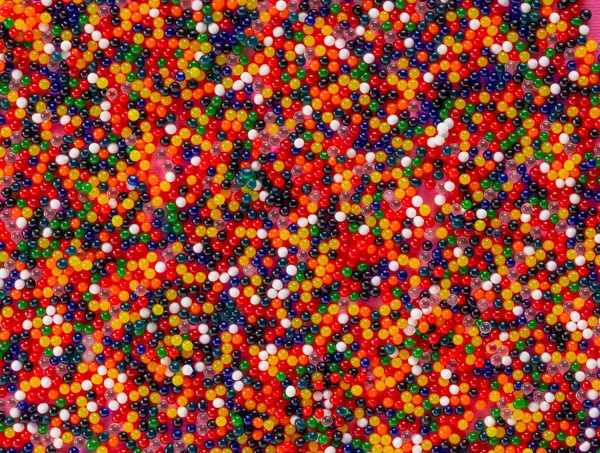 Top View Colored Small Plastic Beads Bright Red Yellow Green —  Fotos de Stock