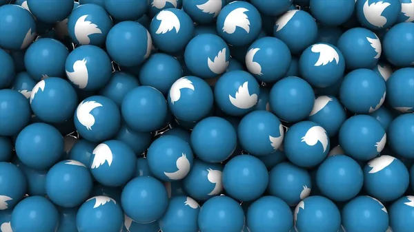 Editorial Shot Filled Screen Rendering Blue Balls White Icon Bird — Stock Photo, Image