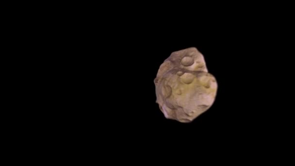 Компьютерная Графика Метеоритных Камней Летающих Вращающихся Черном Изолированном Фоне Визуализация — стоковое видео