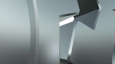 Üç boyutlu dişli çarklar üst üste dizilmiş. Gümüş dönen dişli tekerlek, dişli çarklar alfa kanallı beyaz arka planda izole edilmiş. Metalik saat veya şanzıman dönüyor. Sembol: