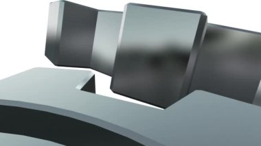 3D Rending şanzıman çarkları dönüyor. Metalik dişliler ya da alfa kanallı beyaz arka planda dönen gümüş dişliler. Dişliler birbirine dolanmış. Makine mühendisliği geçmişi