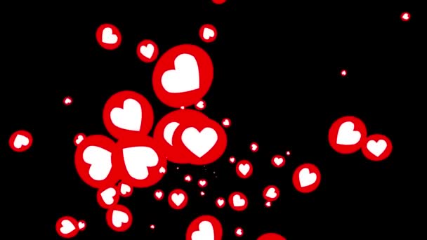 Наприклад Кнопка Форма Серця Любов Анімовані Емоції Реагують Ізольовано Чорному — стокове відео