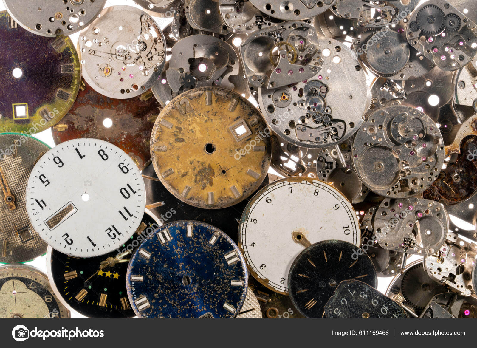 Reloj Vintage Desmontado Con Mecanismo De Relojería Con Engranajes