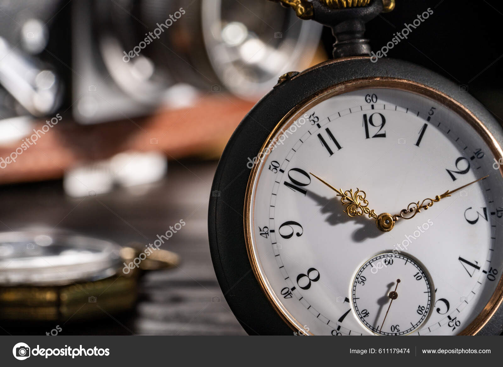 Silver Antique Pocket Watch Gold Hands Vintage Film Camera