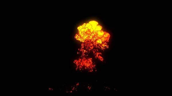 Realistic Fire Blast Explosion Orange Mushroom Cloud Rendering Huge Spark — Stock Photo, Image