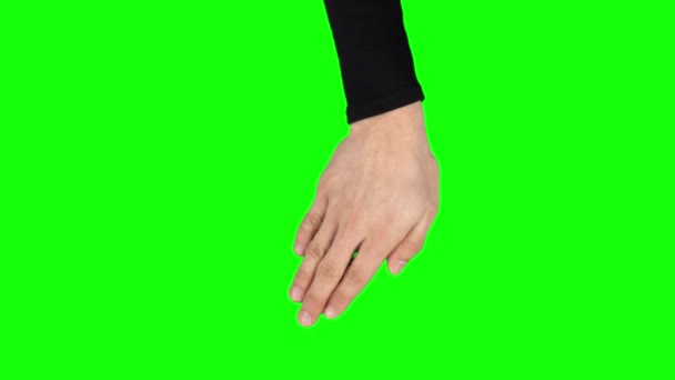 Man Hand Hand Zwarte Trui Het Uitvoeren Van Draaien Links — Stockvideo