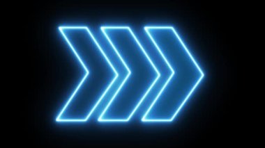 Siyah arka planda yayılan mavi ışık sinyalinin neon işaretli okları. Haberler, sunumlar, çevrimiçi medya, sosyal medya gibi çeşitli ortamlar oluşturmak için kullanılabilir