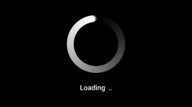 Doldurucu, dönen animasyon. Siyah arka planda dönen beyaz daire. Basit Önyükleyici. Video tamponlama simülasyonunu kullan