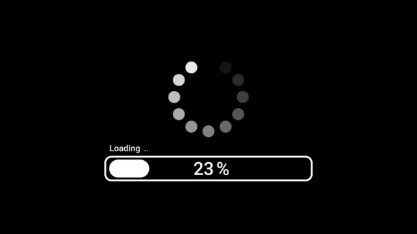 Progress Bar Motion Graphic Circle Rotating Loading Icon Black Background — Stock Video