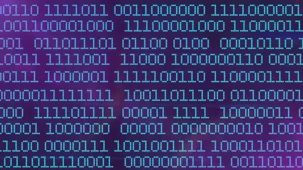 二进制代码矩阵背景 蓝色数字在屏幕上移动 算法二进制 数据代码 解密和编码 行矩阵抽象背景 — 图库视频影像