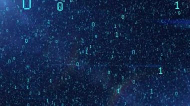 Ekranda hareket eden basamaklı ikili kod siyah ve mavi arkaplan. Kripto para ve bitcoin madenciliği kavramı. Web geliştiricisi. Dijital bilgisayar kodu. Programlama. Kodlama