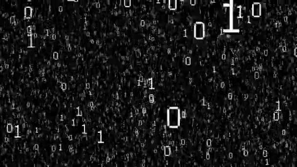 Digitale Technologie Binaire Code Vliegen Geïsoleerde Zwarte Achtergrond Deeltje Van — Stockvideo