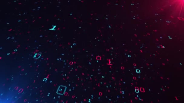 Binary Printplaat Toekomstige Technologie Blauw Rood Cyber Security Concept Achtergrond — Stockvideo