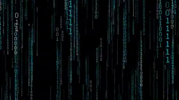 Digitale Binaire Data Streaming Code Achtergrond Matrix Achtergrond Programmeren Coderen — Stockvideo