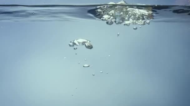 Glänzende Luftblasen Steigen Auf Der Ruhigen Wasseroberfläche Auf Und Platzen — Stockvideo