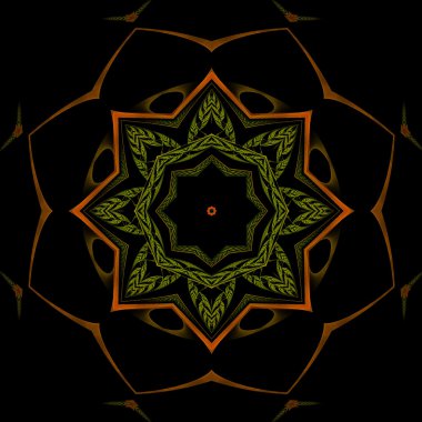 turuncu ve yeşil mandala yıldız