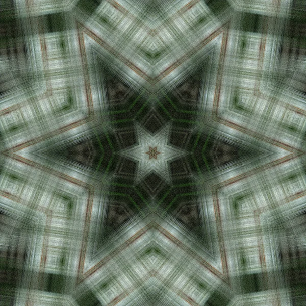 緑と白のマンダラ スター - 粗織り目加工 — ストック写真
