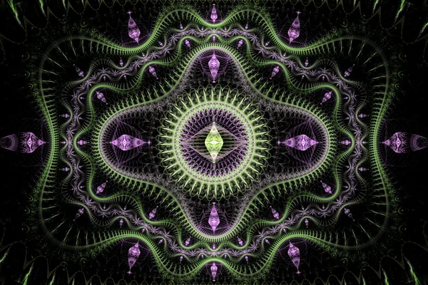 Фиолетовый и зеленый фракталы — стоковое фото