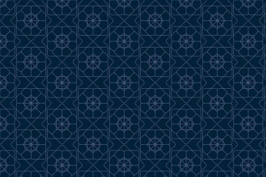 Dikişsiz koyu mavi renkli geometrik desenli