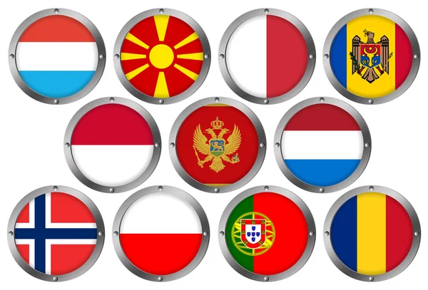 旗子在圆的金属框架-欧洲 3 — 图库照片