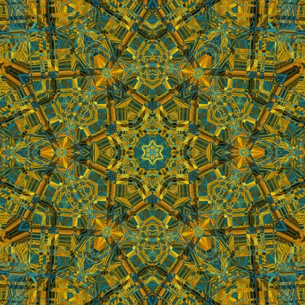 Shining Yellow and Teal Mandala Star — Stock Photo, Image