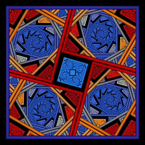파란색과 빨간색 프랙탈 광장 — 스톡 사진